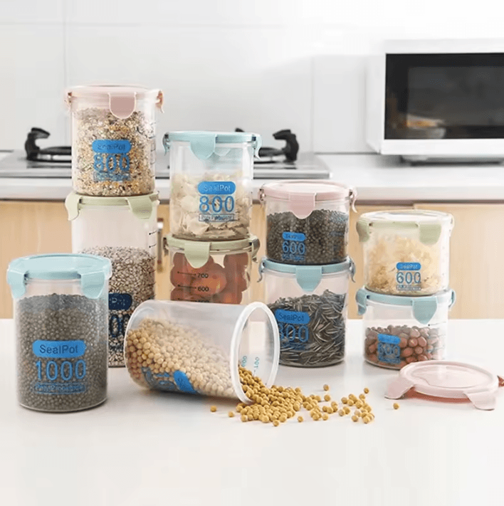 Sealed Storage Jars – Transparent Multigrain Cereal Containers for Kitchen Organization