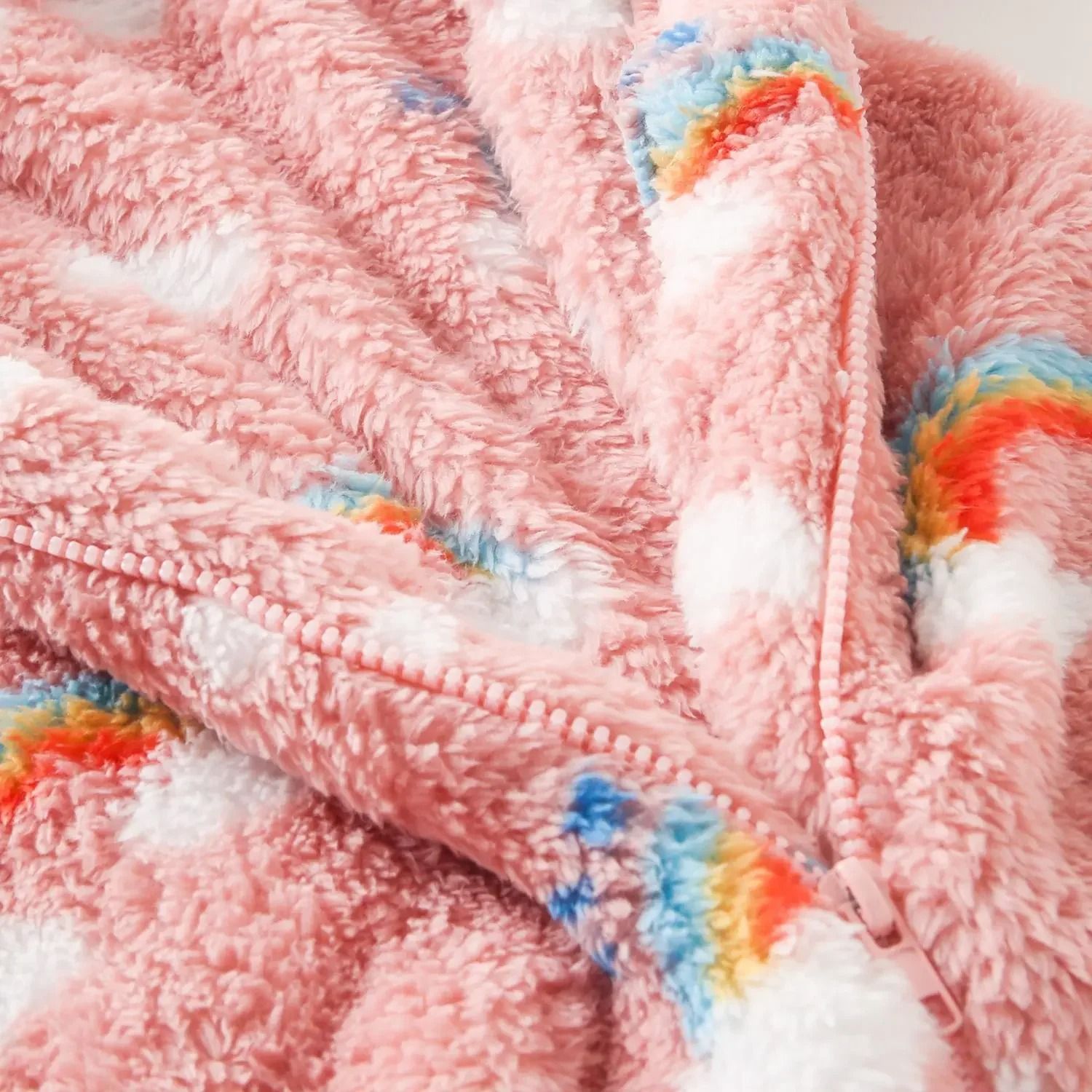 Rainbow Cloud Fluffy Fleece-Lined Jumpsuit