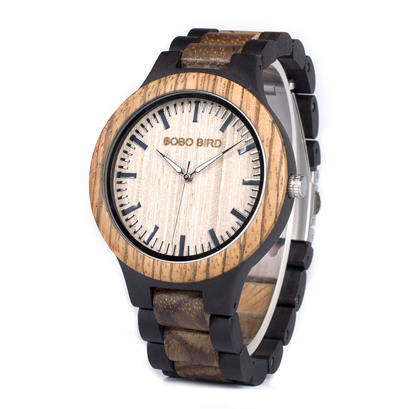 BOBO BIRD Wooden Watch Men Quartz Movement, Bayan Kol Saati Luxury Mens Watches with Luminous Hands, Gift Box