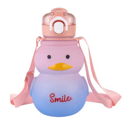 650ml Cute Duck Water Bottle Kawaii Straw Drinking Cup for Girls and Kids