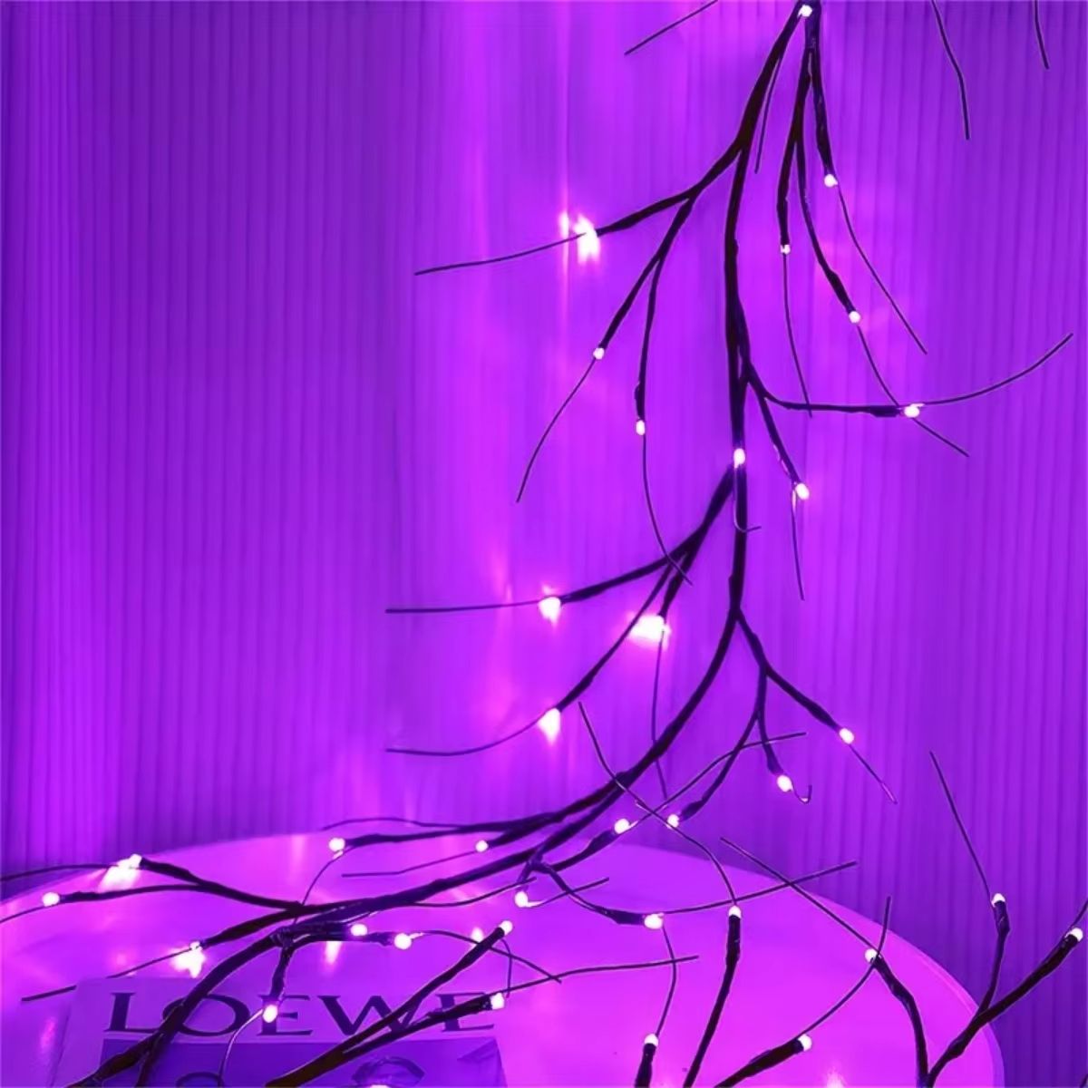 Purple LED Rattan Branch Garland 54 LED Halloween Lights Battery Powered