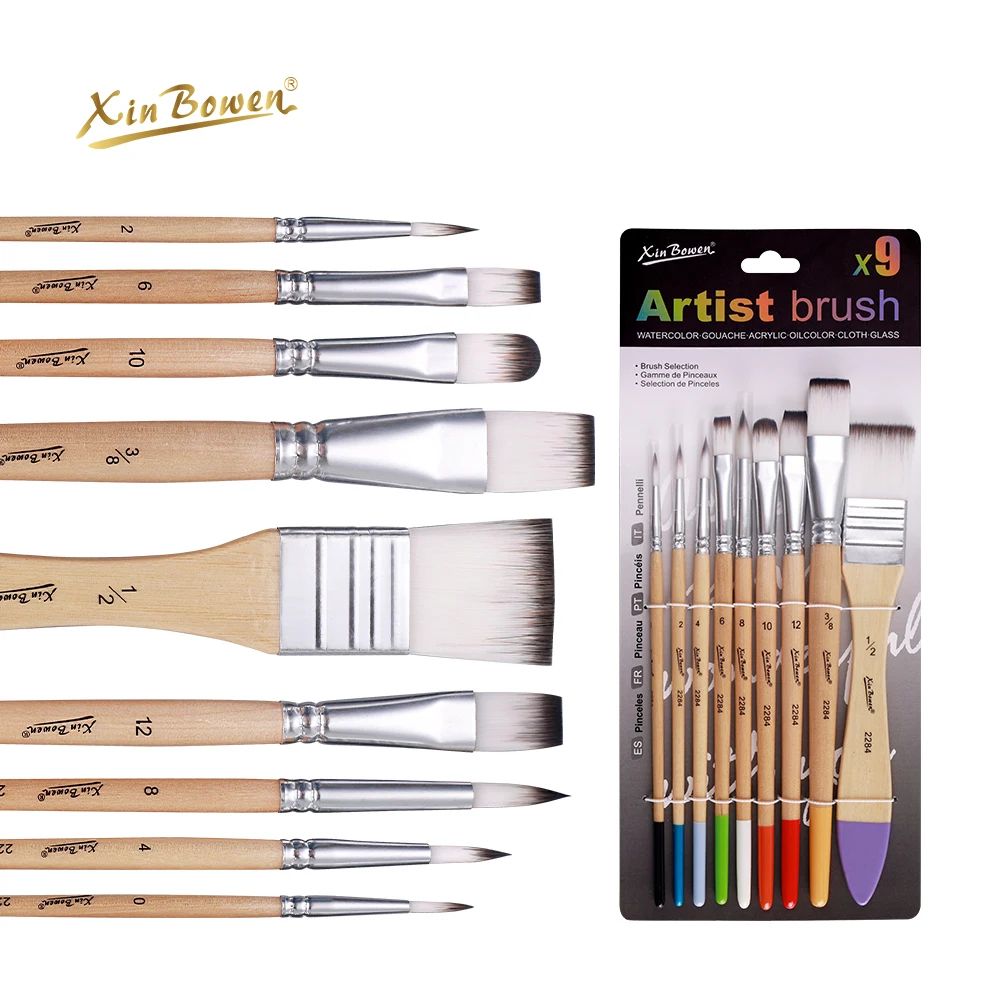 BeginnerPro Nylon Paint Brush Set For Acrylic Watercolor And Oil Painting