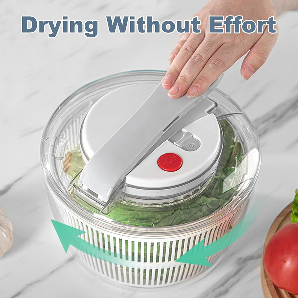 Large Salad Spinner with Lid - One-Handed Easy Press, Washer, Dryer, and Drainer Mixer