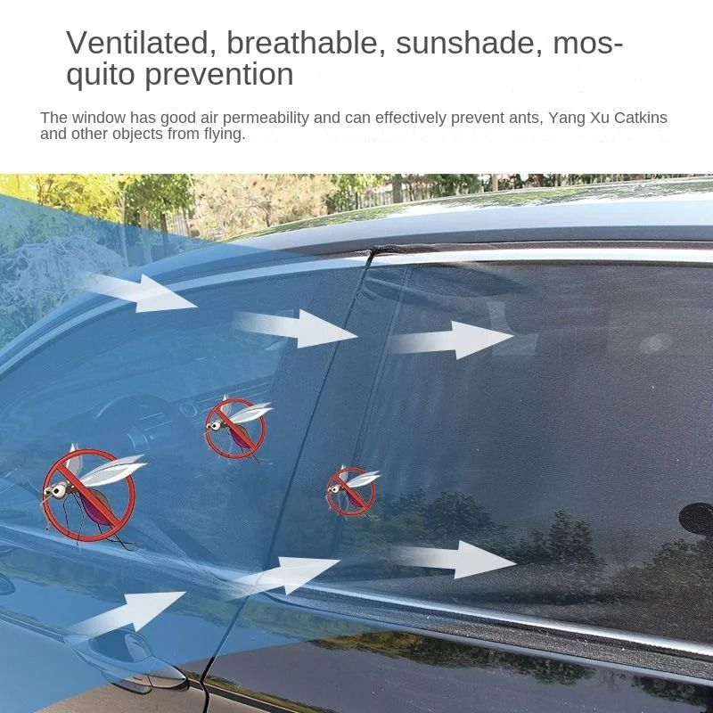 Car Rear Side Window Sunshade Set Mesh Protect UV and Privacy