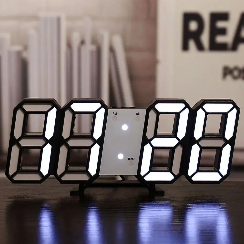 3D LED Digital Wall Clock – Modern Glow Night Mode Display Clock with Temperature & Alarm