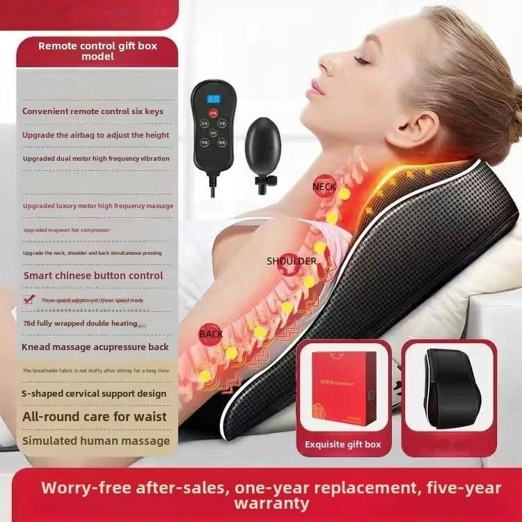 Electric Shiatsu Neck and Back Massager Pillow with Heat and Vibration