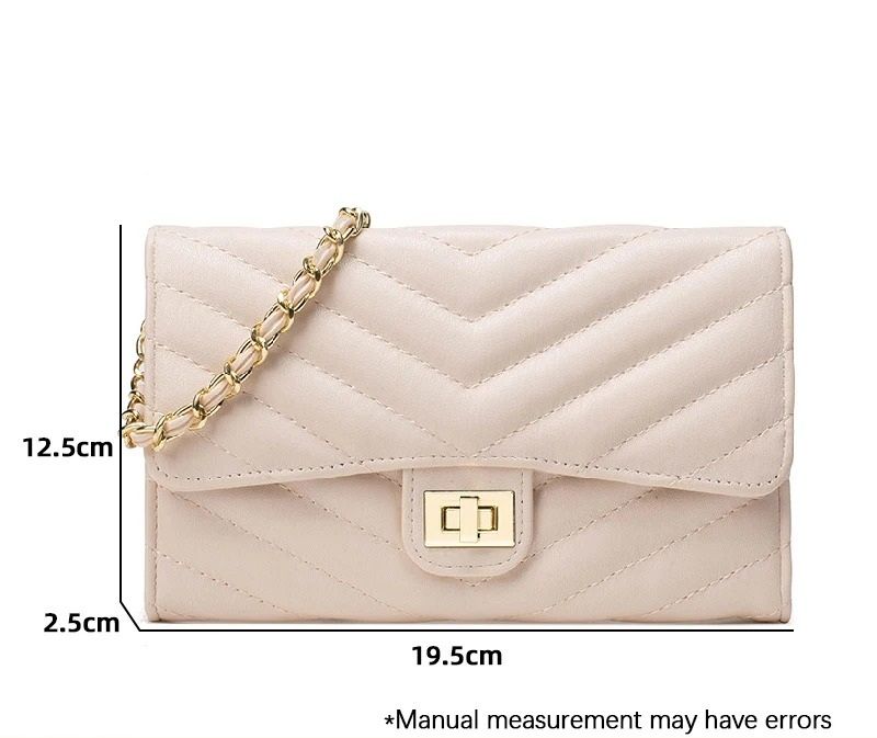 Fashionable V-Pattern Quilted Crossbody Chain Bag