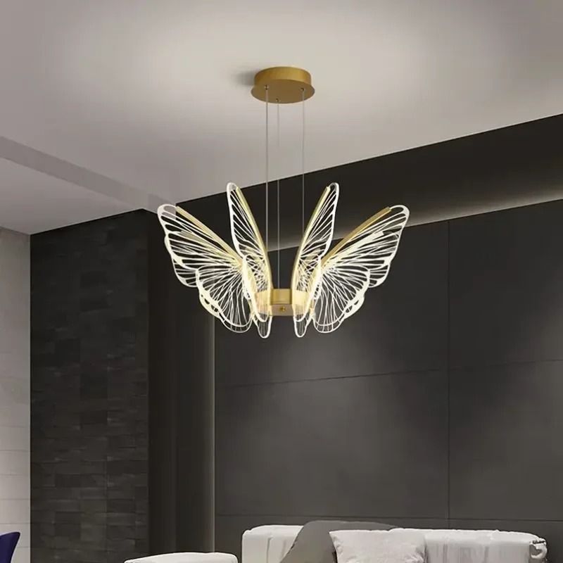 Minimalist Butterfly Chandelier | Creative Acrylic Hanging Light | Executive Living Room & Kitchen Island Art
