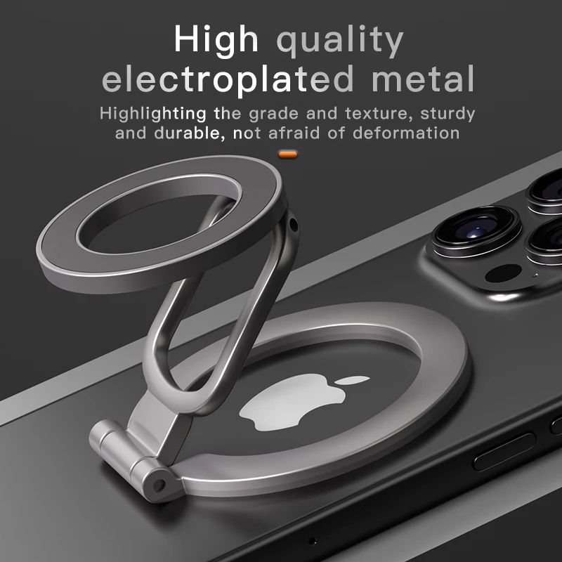 Double-Sided MagSafe Phone Grip Stand – Foldable 360° Rotating Magnetic Ring Holder