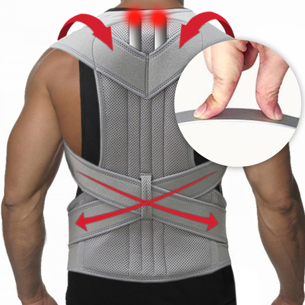 Neoprene Back Corset Brace for Posture Correction, Medical Alloy Bar Spine Support Belt for Back Pain Relief Men Women
