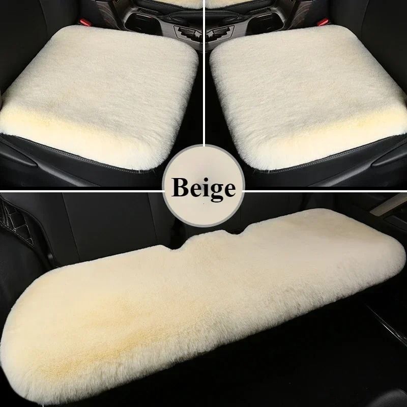 Premium Plush Rabbit Fur Car Seat Cushion – Thickened Winter Warmth Square Cover for Driver & Passenger