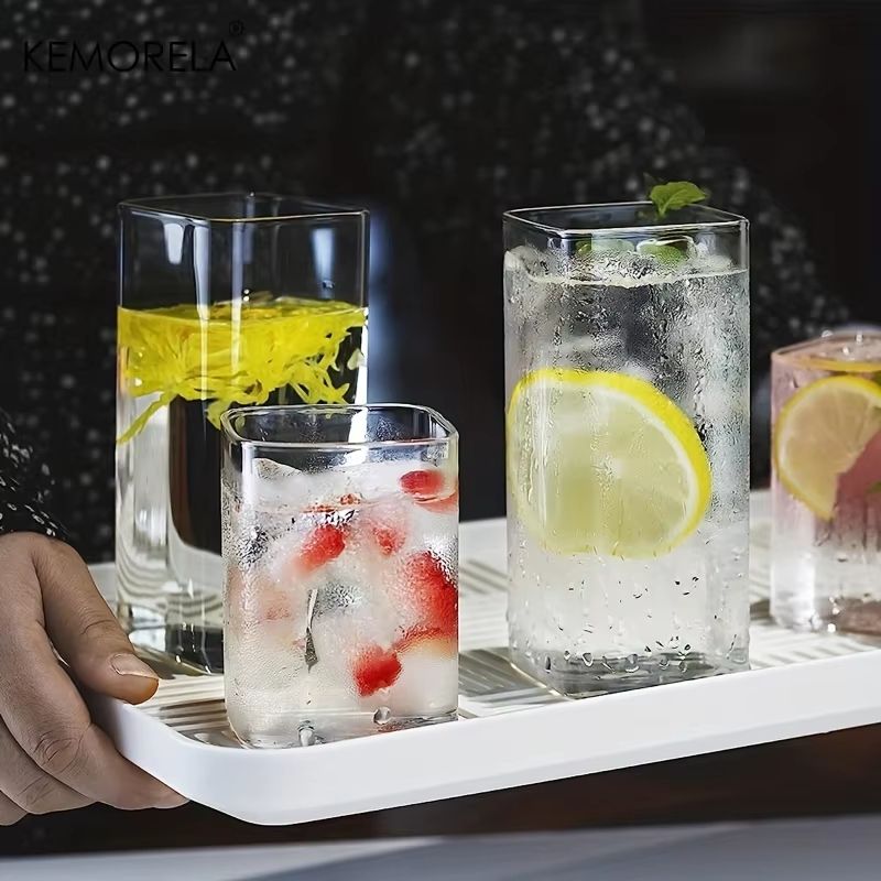4-Piece Highball Glass Set – 16.88 & 18.93 fl oz Clear Tall Drinking Glasses for Cocktails, Beer, Juice and More