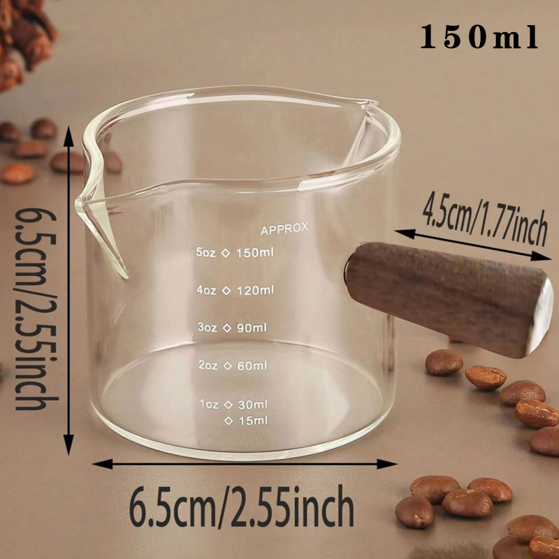 Glass Espresso Measuring Cup, Double/Single Mouth Glass Milk Jug, with Handle, Glass Scale Measuring Mugs
