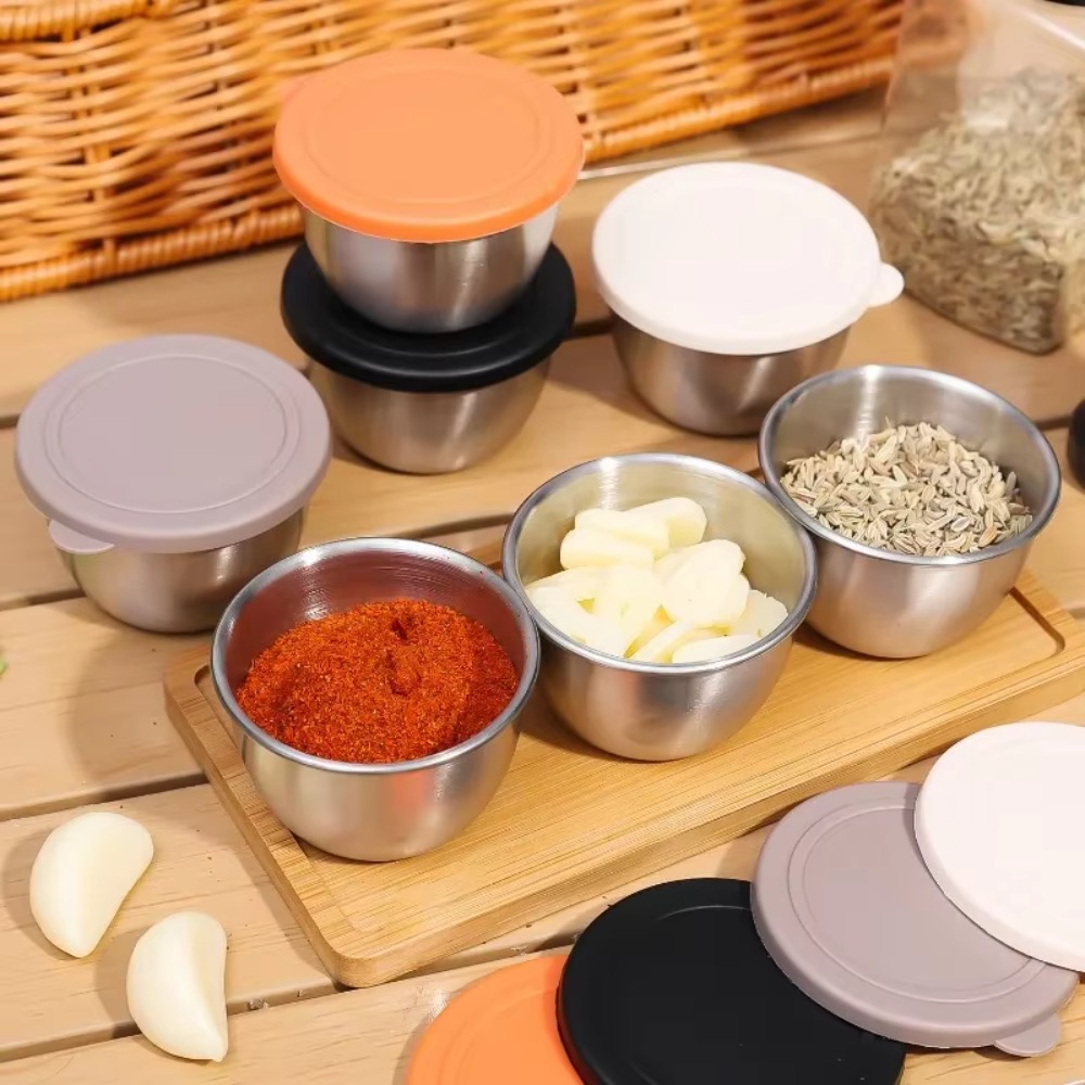 Stainless Steel Sauce Cup with Lid, Reusable Salad Dressing Container