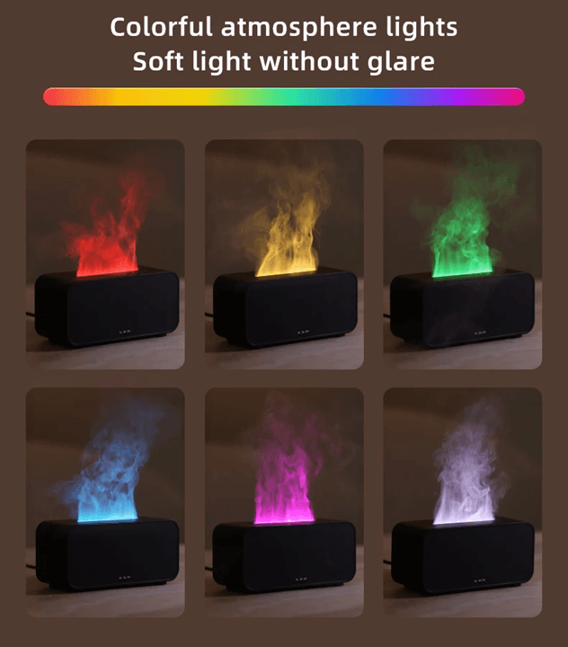 Flame Effect Aromatherapy Diffuser LED Mini Humidifier with Timer for Home and Office