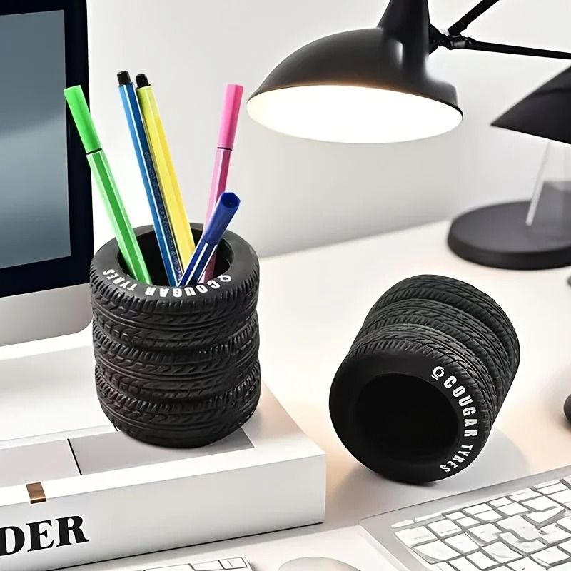 Tire-Shaped Desk Pen Holder Organizer