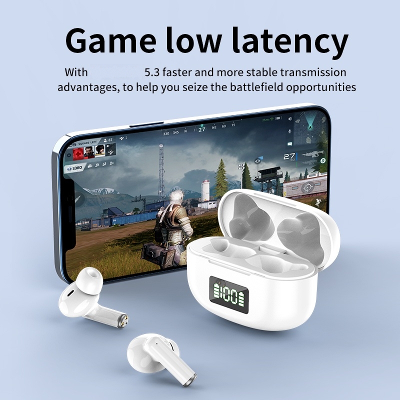 Smart LED Display Wireless Earbuds with Touch Control and Noise Cancelling
