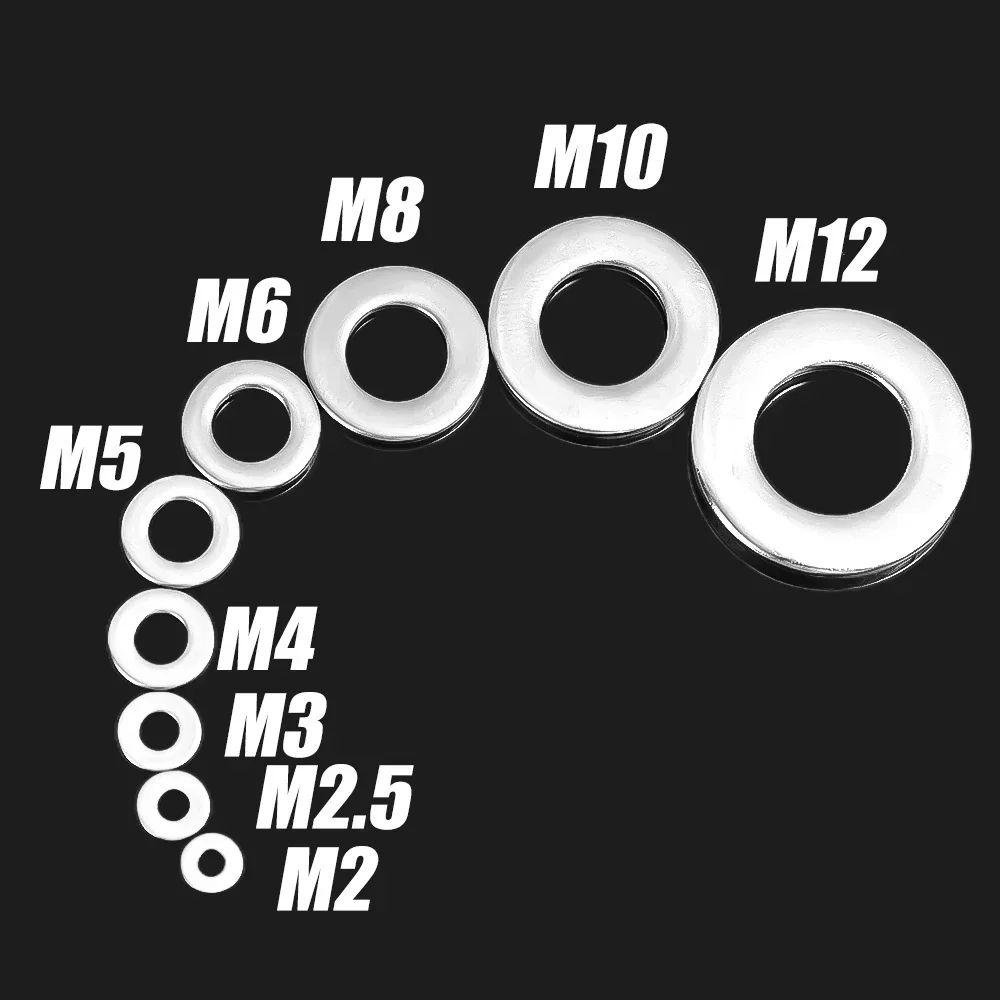 FixMaster Stainless Steel Washer Assortment Kit – M2–M12 Flat Washers for Screws, Bolts & Fasteners