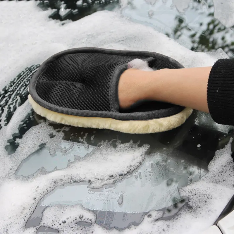 Plush Car Washing Gloves Thickened Imitation Wool Waxing & Polishing Gloves for Car Cleaning and Detailing