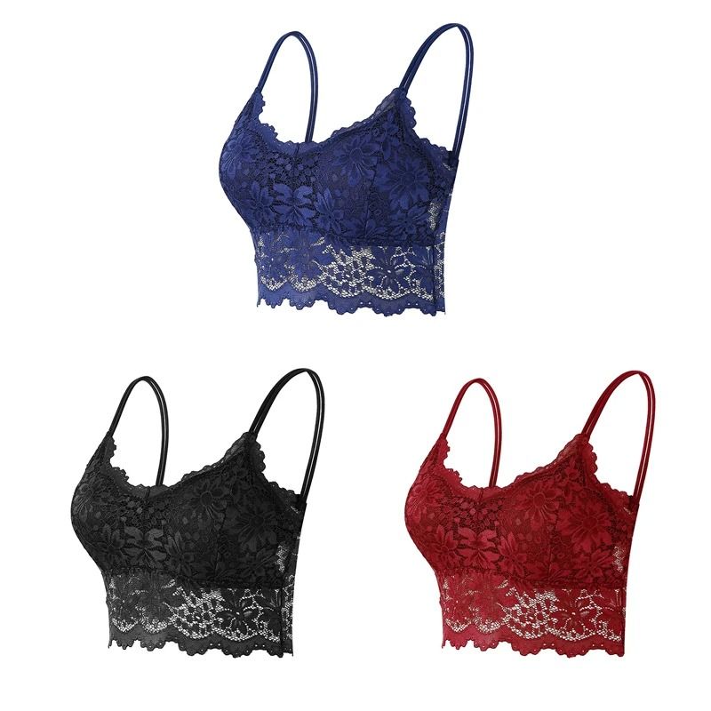 Elegance 3 Pack Lace Bralette Wireless Seamless Lingerie Top
