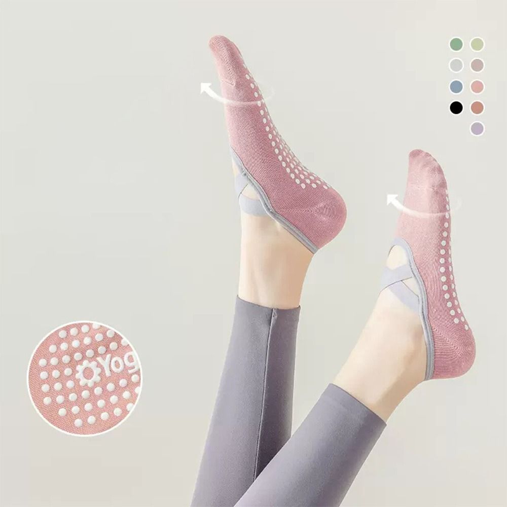 Cotton Solid Color Sports Socks, Professional Anti-Slip Pilates Socks, Breathable Backless Bandage Yoga Dance