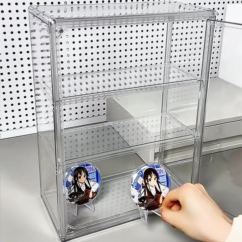 Acrylic Figures Desktop Storage Box Organizer, Clear Plastic Doll Storage Display, Large Capacity, Dustproof Cabinet