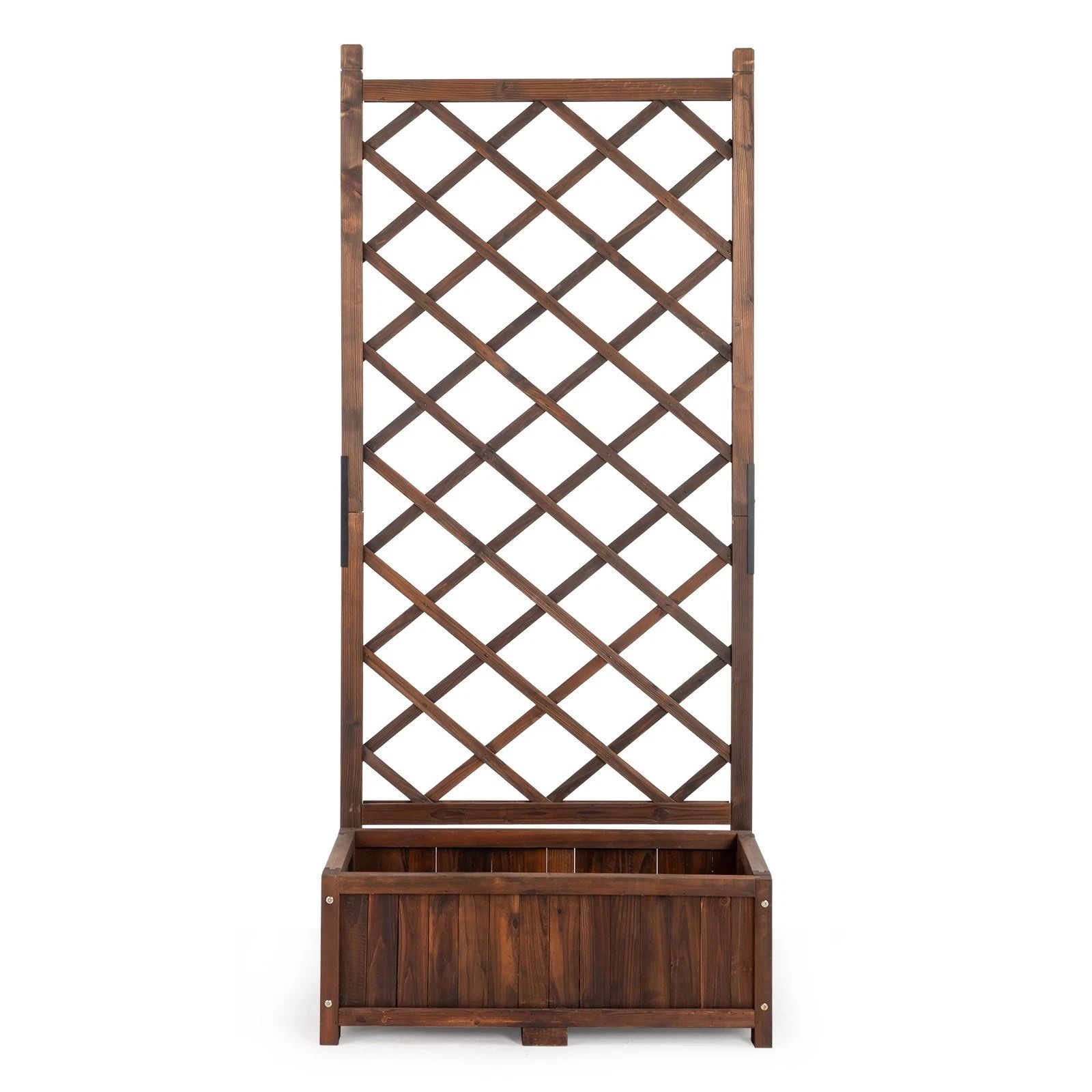 Wood Planter Raised Garden Bed with Trellis – Outdoor Garden Box for Climbing Plants and Vegetables