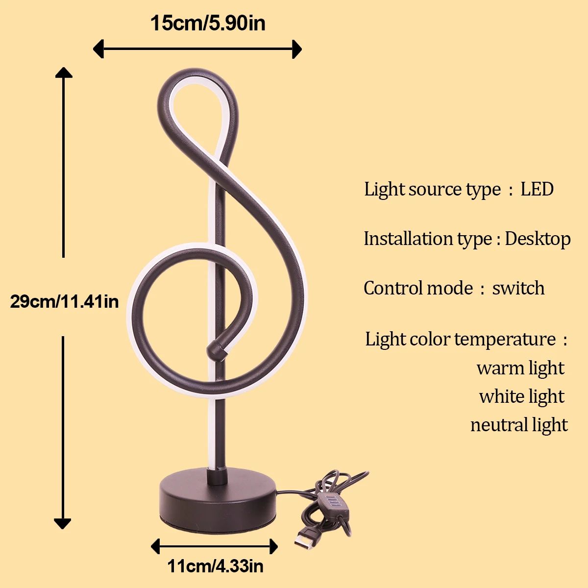 Musical Note LED Dimmable Table Lamp