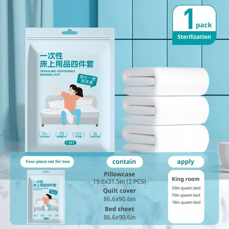 Disposable Travel Bedding Set Thickened Bed Sheet Duvet Cover and Pillowcases