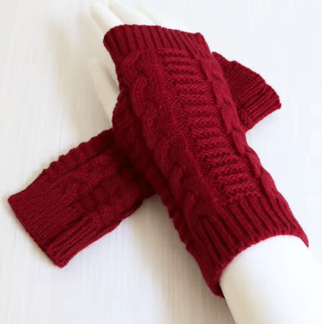 Chunky Knit Faux Wool Fingerless Gloves