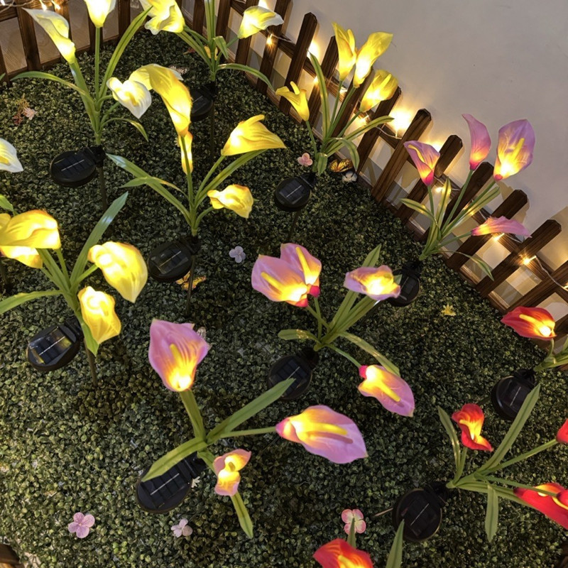 Calla Lily Solar-Powered LED Yard Lights, Floral Garden Light Decor Lamp, Waterproof Outdoor Lawn Lighting