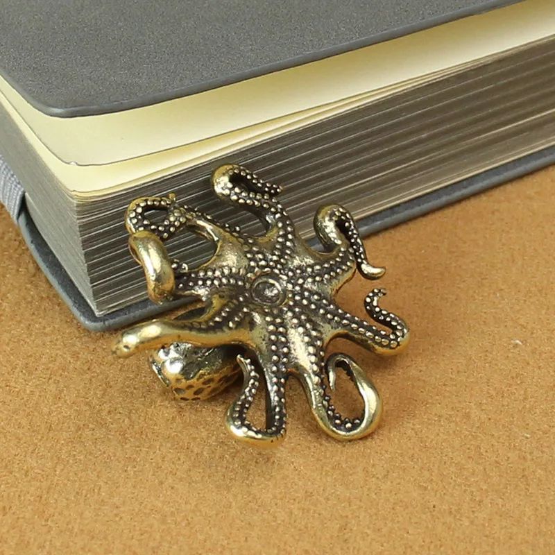 Retro Brass Octopus Figurine Vintage Ocean Desk Decoration