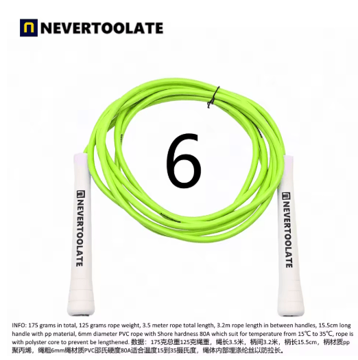 NeverTooLate PVC Fitness Skip Rope – Strong PVC skip rope with Long Handles