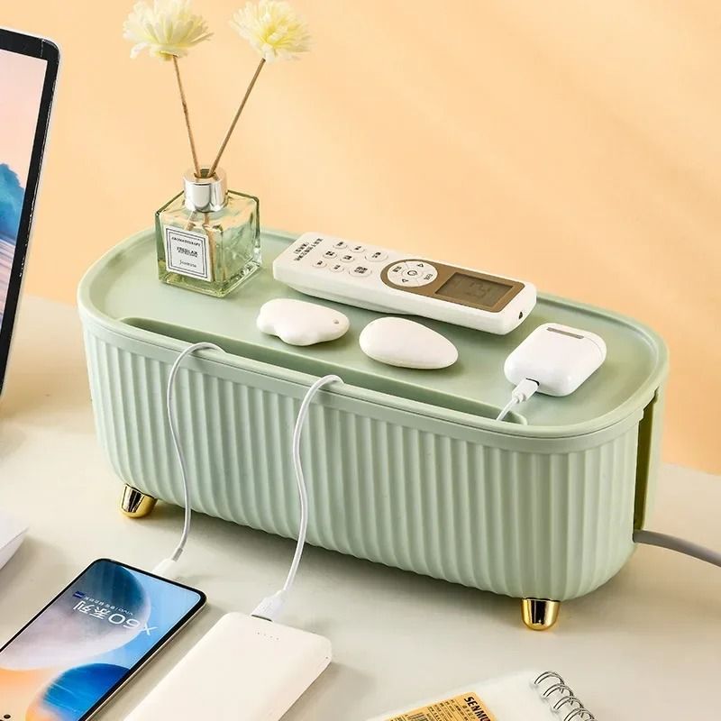 Nordic Style Cable Organizer Box Power Strip and Desktop Wire Storage Case