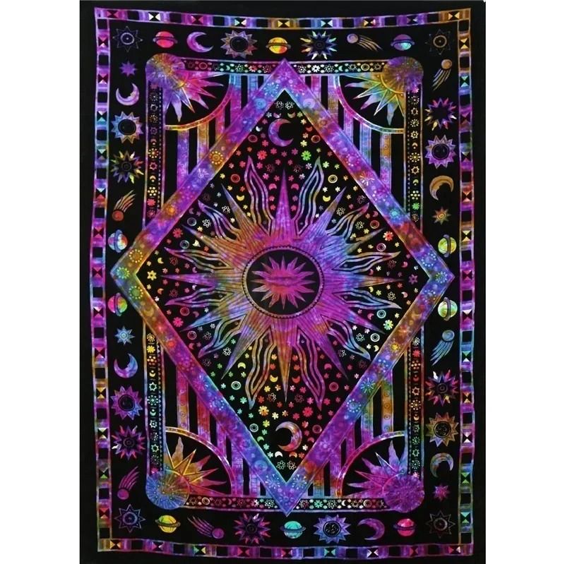 Indian Tarot Mandala Tapestry | Bohemian Divination Aesthetic Wall Hanging
