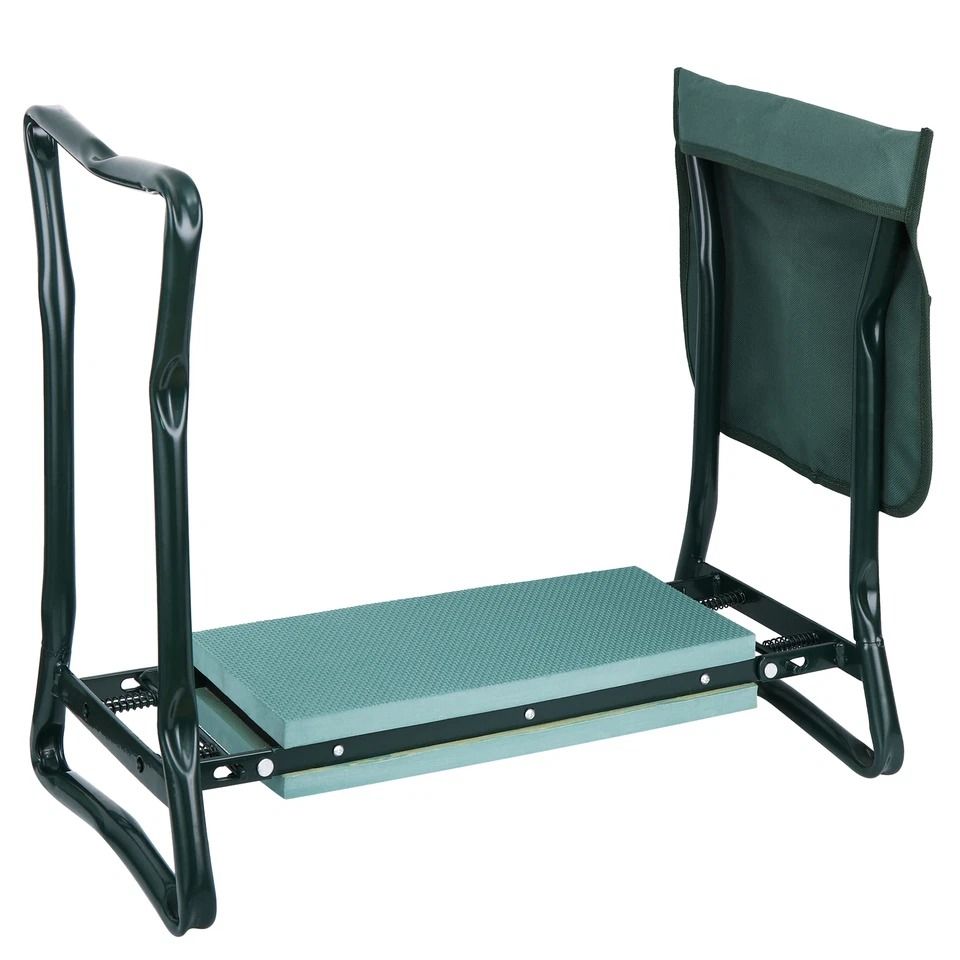 Foldable Garden Kneeler and Seat with EVA Cushion & Tool Pouch Heavy Duty Gardening Stool Bench