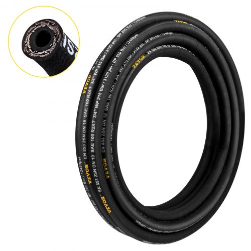 Coiled Hydraulic Hose, Rubber Hydraulic Hose 4000 PSI, Heavy-Duty Steel Wire Braid, Flexible Bulk Hydraulic Oil Hose