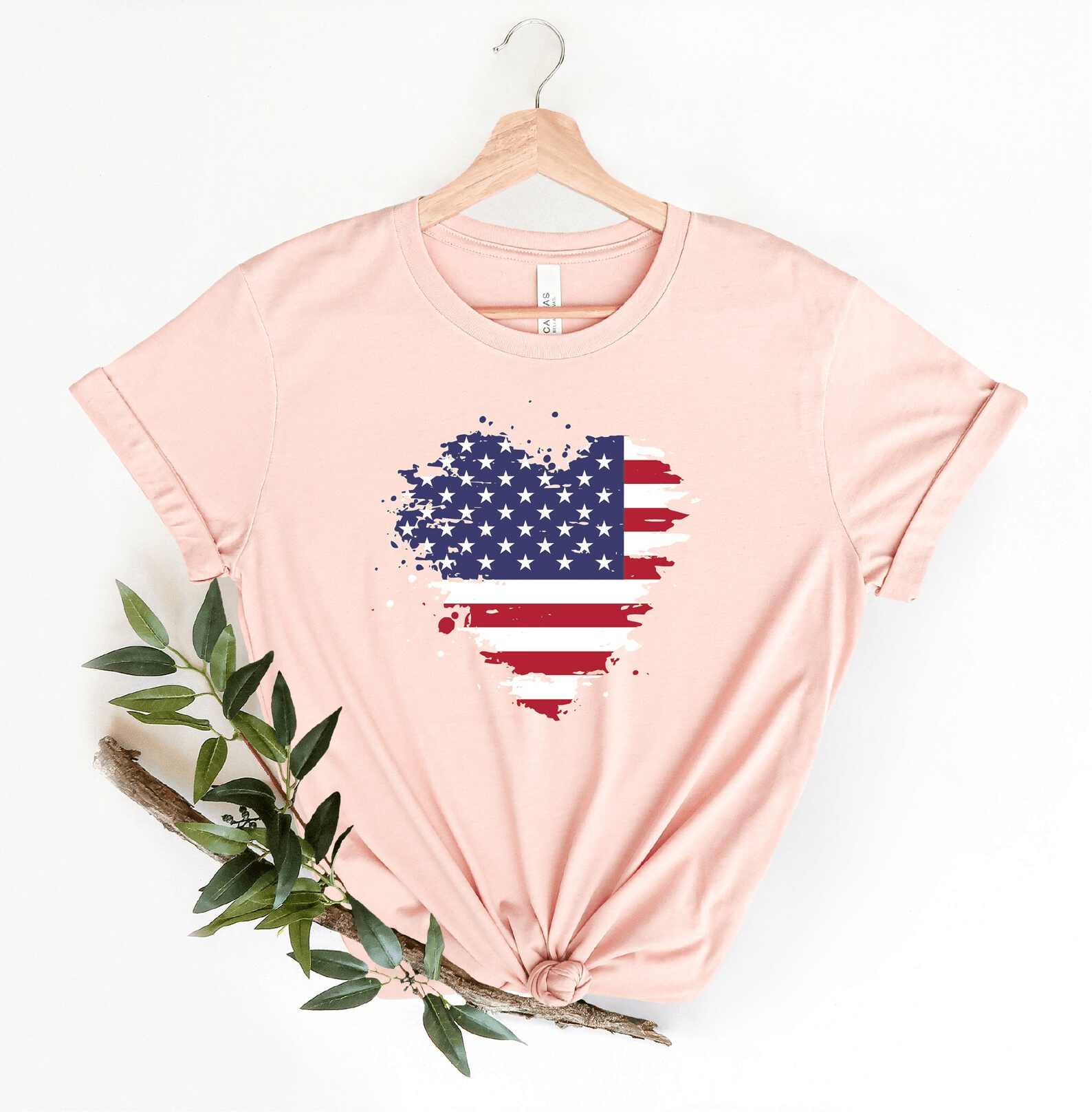USA Heart Flag Shirt Patriotic 4th of July Shirt American Flag Love Tee