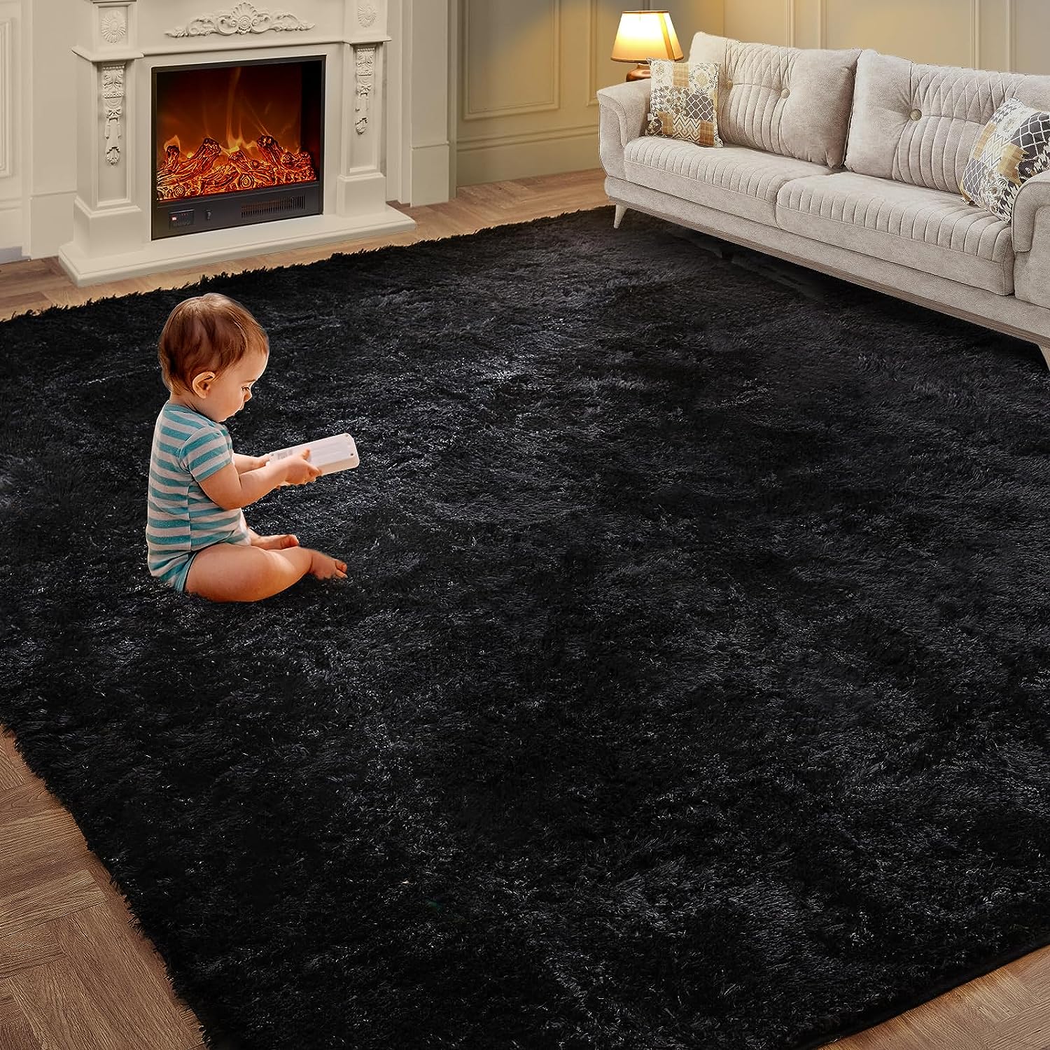 Soft Tie-Dye Plush Carpet, Children's Room Home Mat, Children's Room Baby Crawling Non-Slip Blanket