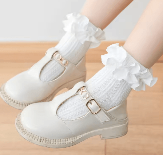 Sweet Lace Ruffle Baby Girls Socks Cotton Crew Dress Style