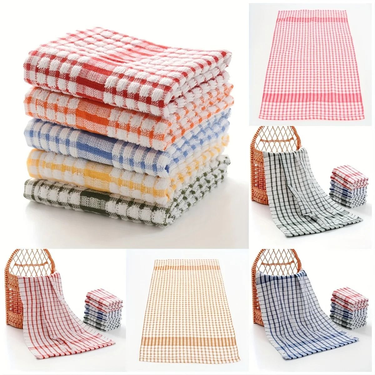 10 PCS Large Grid Cleaning Cloths Absorbent and Durable for Kitchen Outdoor Car and Bathroom