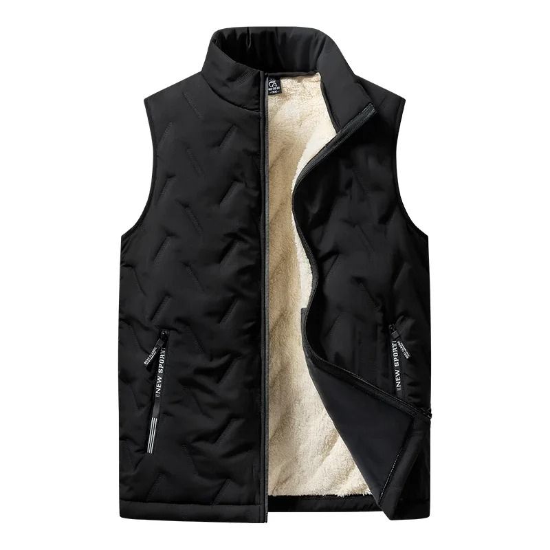 Mens Padded Cotton Vest with Stand Collar