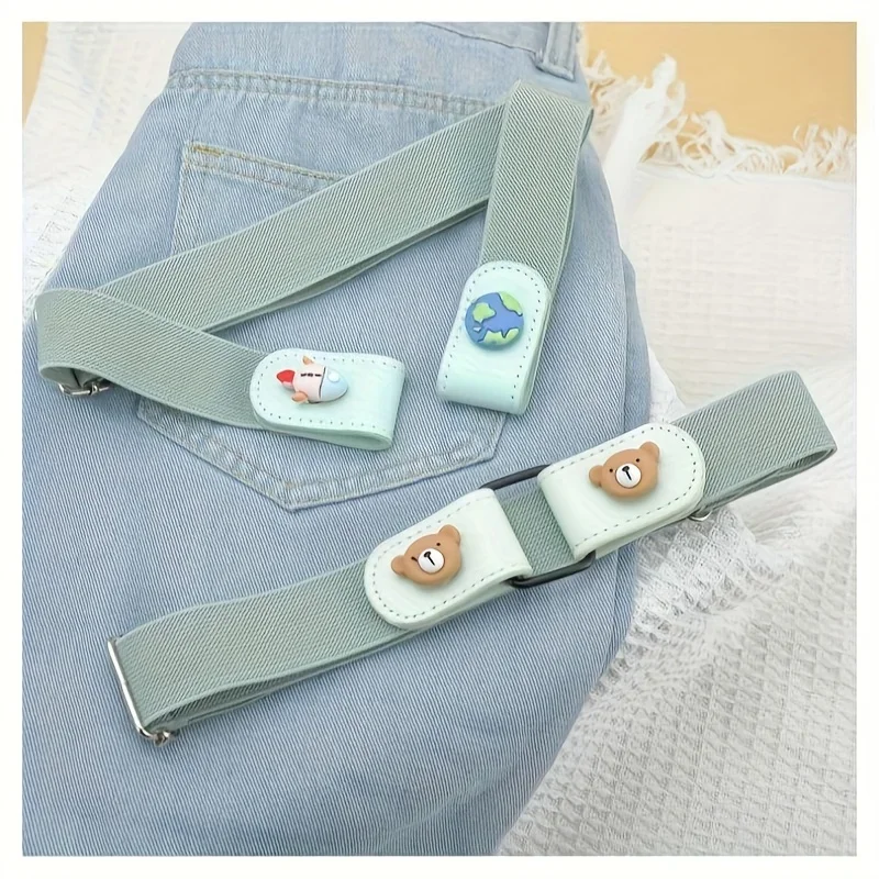 Invisible No Trace Elastic Stretch Belt Press Buckle Lazy Belt Womens Adjustable Jeans Waist Belt