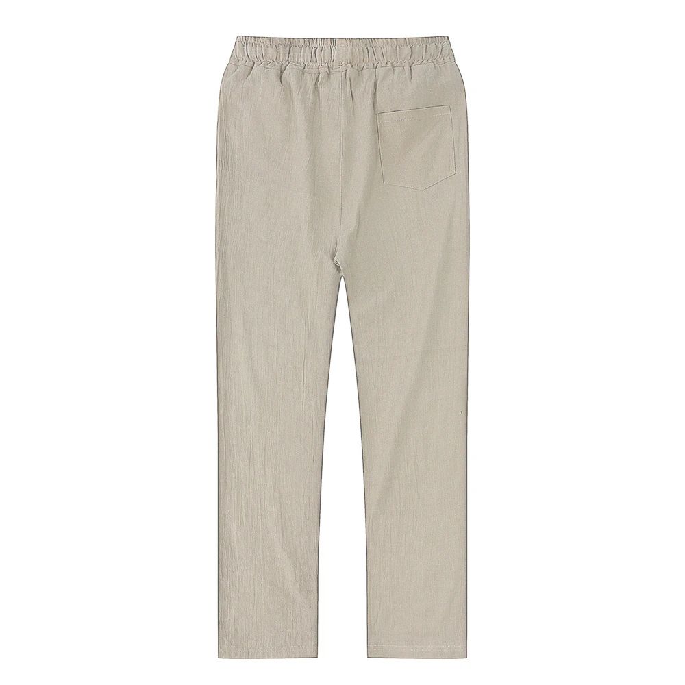 BreezeFlex Mens Linen Pants – Breathable Cotton Linen Casual Trousers with Elastic Waist