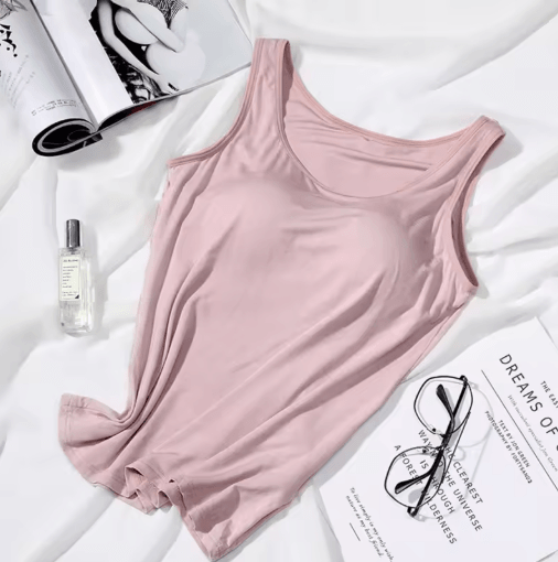 Womens Tank Top with Built In Bra Padded Slim Fit Summer Vest