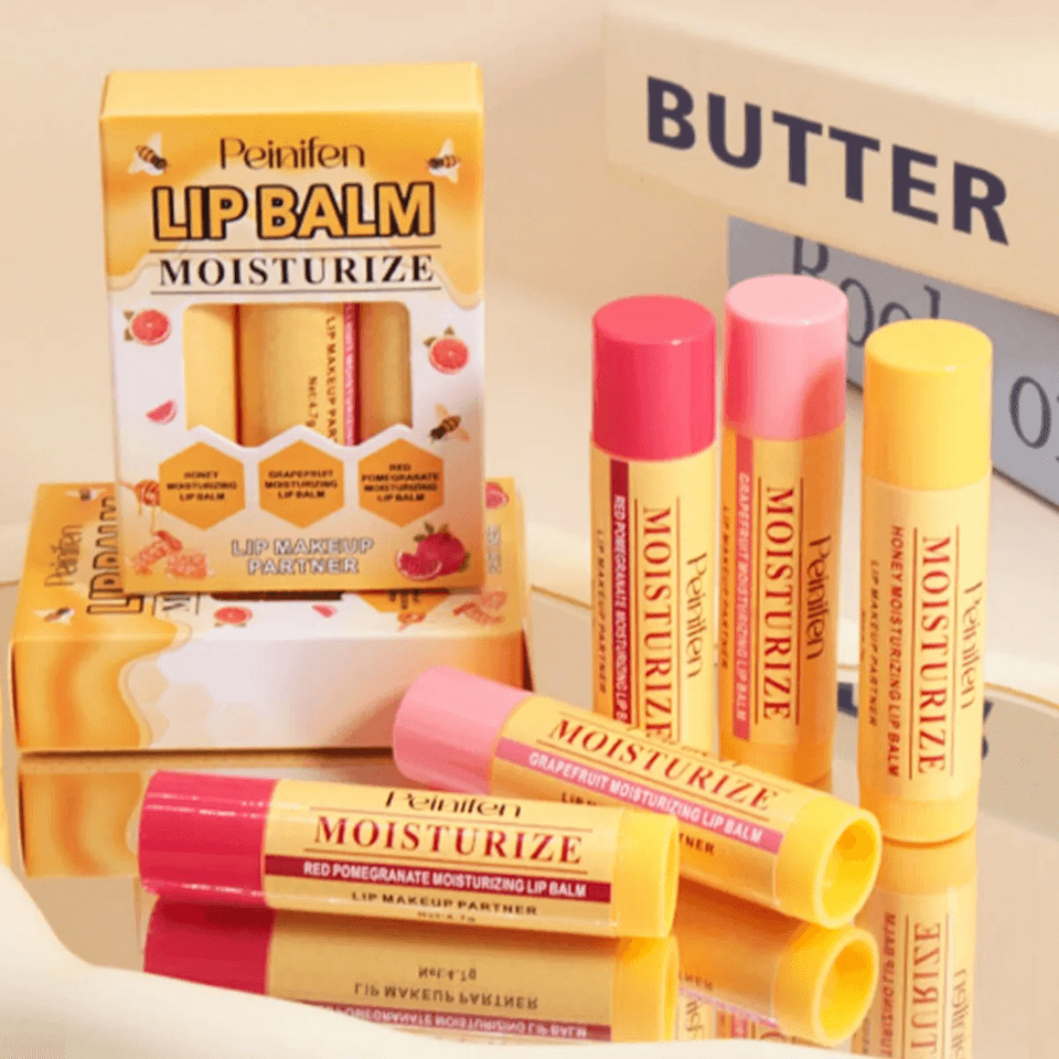 Natural Lip Balm Set Moisturizing Lip Care Base 3 Piece