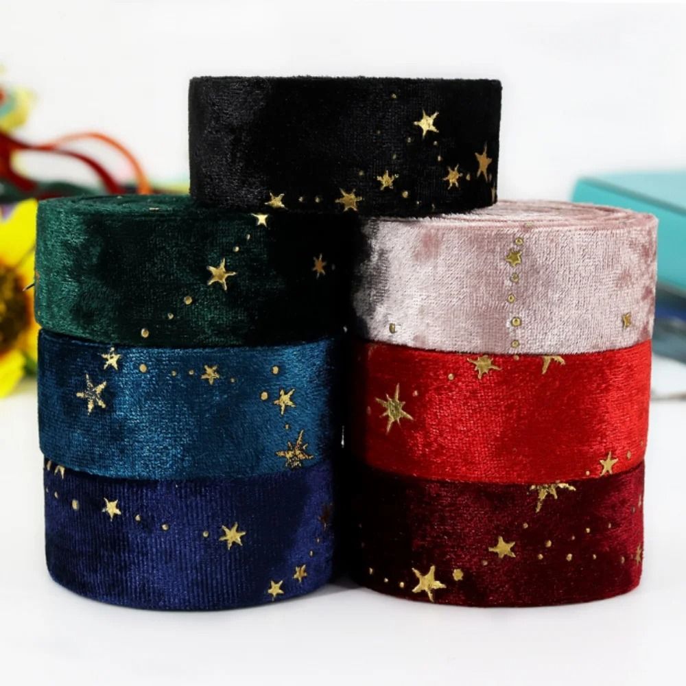 Double-Sided Star-Stamping Velvet Ribbon | Premium Wedding Bouquet & Christmas Party Decor