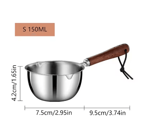 Stainless Steel Milk Pot Mini Hot Oil and Butter Melting Pan 150ml 300m
