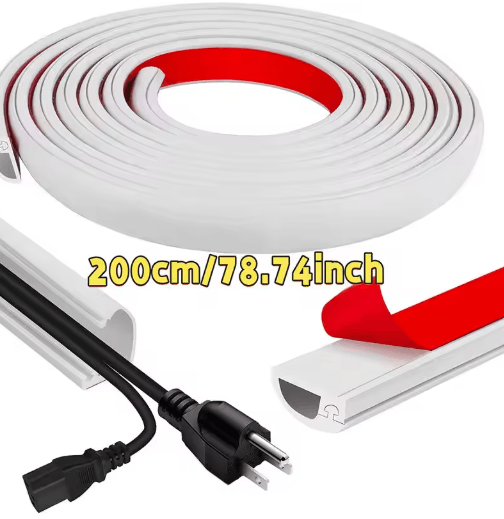 Adhesive Cable Management Channel – Invisible Wire Cover Raceway with Cap