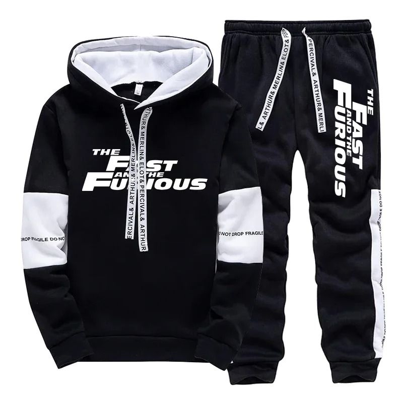 Men Hooded Sweatshirt and Sweatpants Casual Sportswear Set